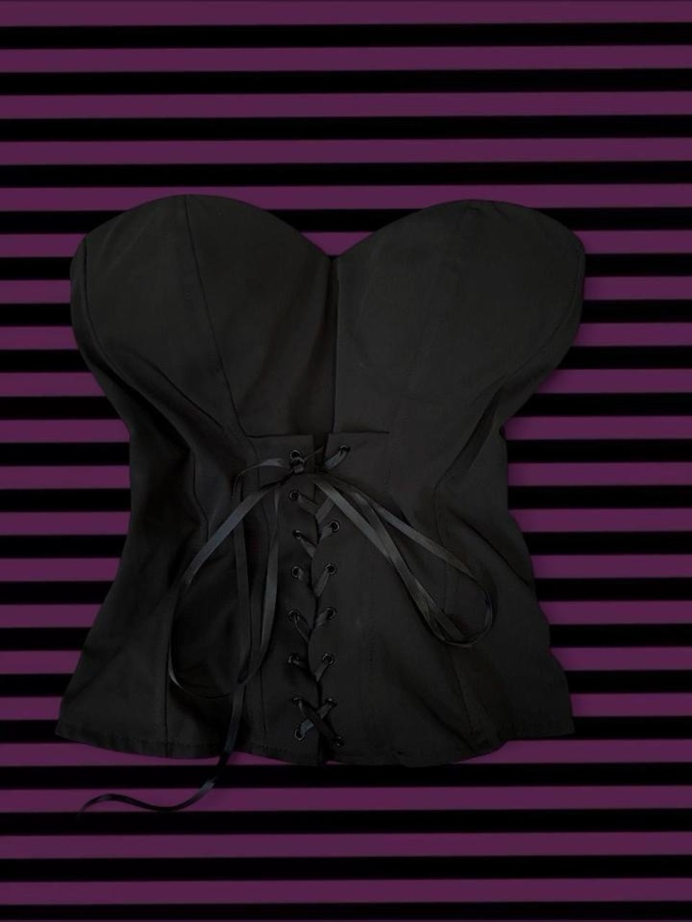 Y2k Charlotte Russe Black Strapless Lace Up Corset Top ~ size M